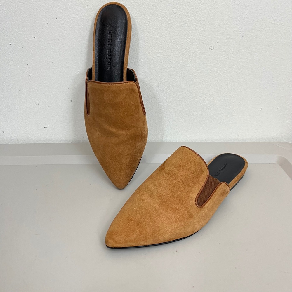Jenni Kayne Suede Mule 37 Brown Boho Luxury Pointed Toe Classic